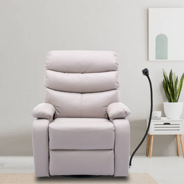 White faux discount leather recliner chair